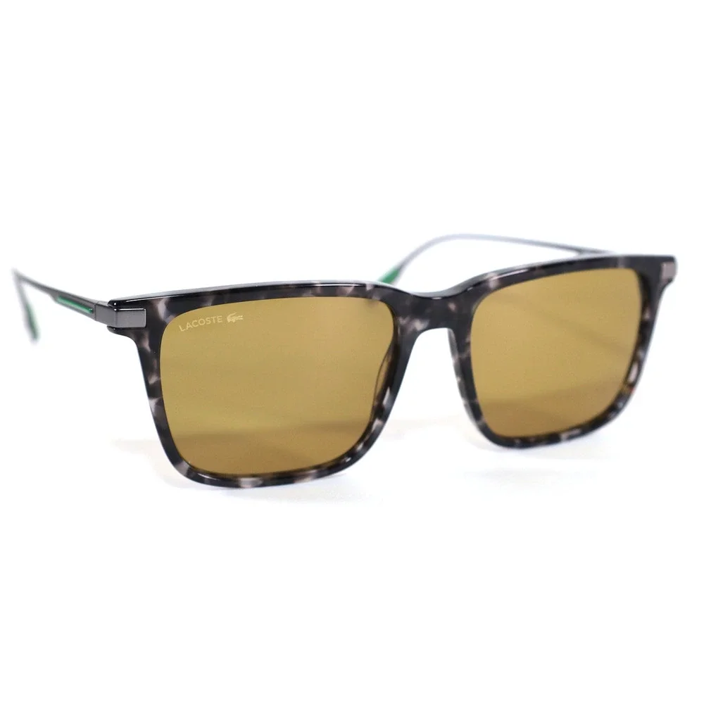 Lacoste Square Men’s Sunglasses – Grey Havana / Green-Gold – NWT